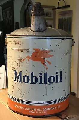 Mobiloil Socony-Vacuum Pegasus Wood Handle 5 Gallon Dome Top Oil Can • $120