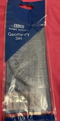 4 Piece Geometry Set Ruler Protractor Set Squares Triangles Technical Drawing • £2