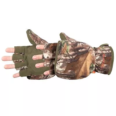 Manzella Mens H012m Bow Hunter Convertible Mitten Half Finger Archery Glove Camo • $29.99