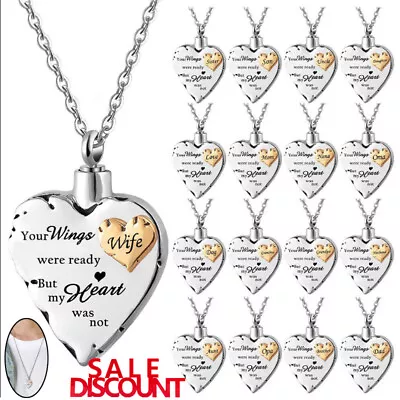 Urn Necklace Cremation Jewellery Ashes Heart Pendant Locket Keepsake Memorial • £7.99