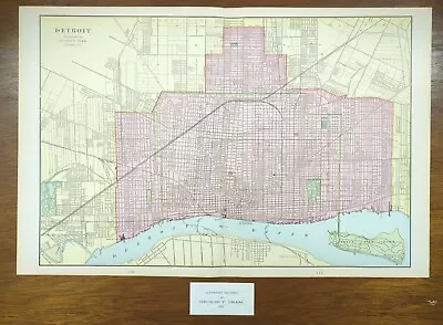 Vintage 1903 DETROIT MICHIGAN Map 22 X14  ~ Old Antique Original TIGERS BASEBALL • $28.66