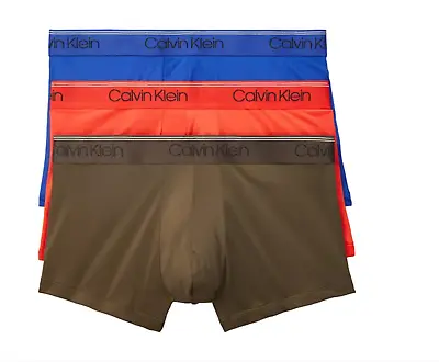 Men 3-Pack Calvin Klein Microfiber Trunk Briefs Classic Fit CK Underwear (B-G-O) • $27.50