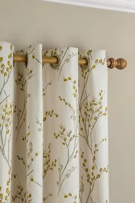 Laura Ashley Pussy Willow  Lined Eyelet Ochre Curtains W227 X Drop 182cm • £69.90