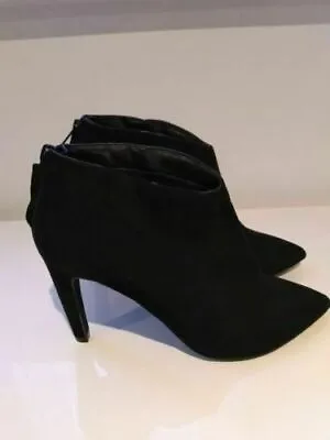 CARA BOOTS RAFFAELA Black Suede Leather Pointed Toe Ankle Heel 7 40 £99  Party • £49.99