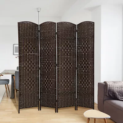 4/6 Panel Room Divider Folding Privacy Divider Home Office Wall Divider Brown • $68.85