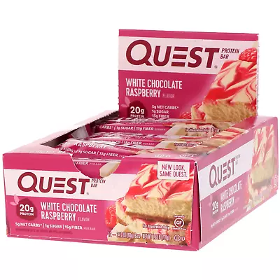 Quest Nutrition Protein Bar White Chocolate Raspberry 12 Bars 2.12 Oz (60 G) • $99.95