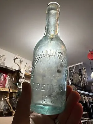 Geo. Schaumloeffel Vintage Aqua Blown Crown Top Bottle Trenton NJ New Jersey • $16.99
