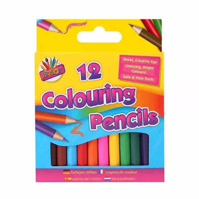 12 Half Sized Coloured Pencils - Bright Non Toxic Kids Colouring Small Childrens • £2.99