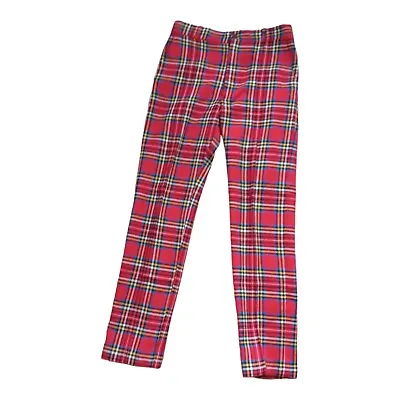 Vintage Punk Red Tartan Trousers 70s 80s 30 Inch Waist Wool Blend Skinny Fit • £29.99