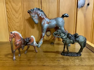Vintage Cast Metal & Pewter Horses Lot Of 3 Horse Collectibles • $14