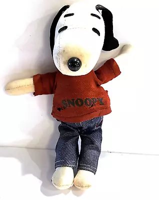 Vintage 1968 Ideal SNOOPY 8” Doll Jeans & Sweatshirt Red Shirt Peanuts • $34.99