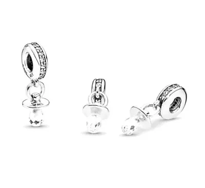 $58.40 • Buy NEW Authentic PANDORA Silver Baby Pacifier Dangle Charm - 791890CZ RETIRED