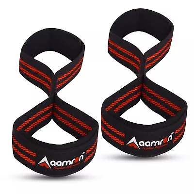 Aamron ® Weight Lifting Gym Strap Figure 8 Padded Cuff Straps Wrist Support • £4.49