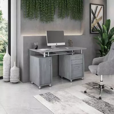 TECHNI MOBILI Home Office Furniture 30  H X 48 W X 23 D Grey Metal Computer Desk • $262.34