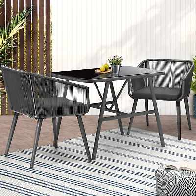 Livsip Outdoor Dining Setting 3 Piece Lounge Patio Furniture Table Chairs Set • $329.90