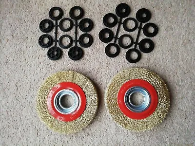 2 X 6 Inch 150mm  Wire Brush Wheel For Bench Grinder With 10pc Adaptor Rings • £12.95