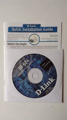 D-Link Dlink DI-624 Wireless Router CDROM Driver Disc Windows 98 ME 2000 XP 2003 • $14.99