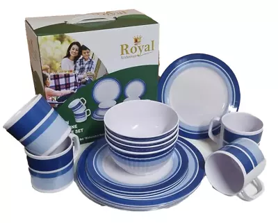 $30 • Buy Royal Ocean Melamine 16 Piece Set Dinner Caravan Camping Dinnerware Picnic Parts