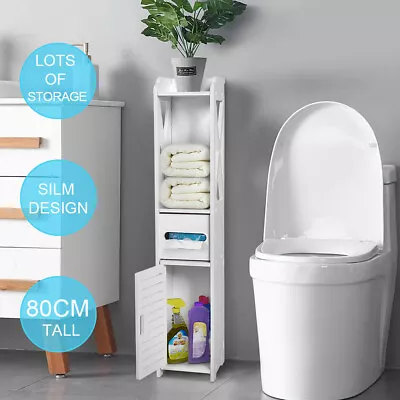 Bathroom Toilet Cabinet Storage Cupboard Holder Shelf Stand Rack Organizer 80CM • $23.73