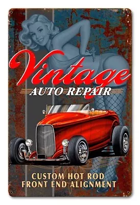 Vintage Auto Repair Pin Up Metal Sign • $39.95