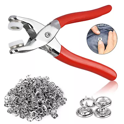 50 Sets Prong Pliers Ring Press Studs Snap Popper Fasteners DIY Tool Crafts Kit • $10.98