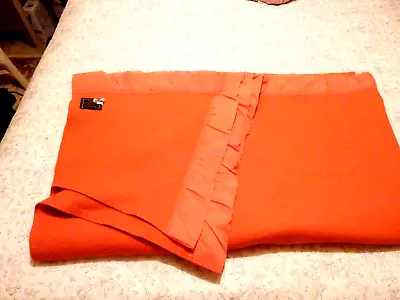Lovely Vintage Pure Merino Wool Double Blanket Orange 66 X 78  English • £34.99