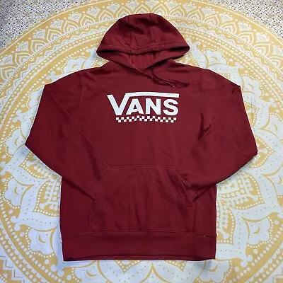 Vans Hoodie Red Retro Giant Logo Pullover Sweatshirt Jumper • £26.99