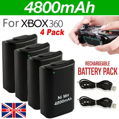 4 Pack Rechargeable Batteries For Xbox 360 Wireless Controller Battery Cover UK • £12.92