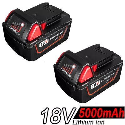 2x18V 5.0AH For Milwaukee M18 XC Battery 48-11-1852 M18B4 M18B5 M18B6 48-11-1828 • £29.98