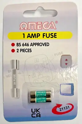 Omega 2 Pieces 1 Amp Fuse Bs 646 Approved Mains Plug Domestic Household Fuses • £2.99