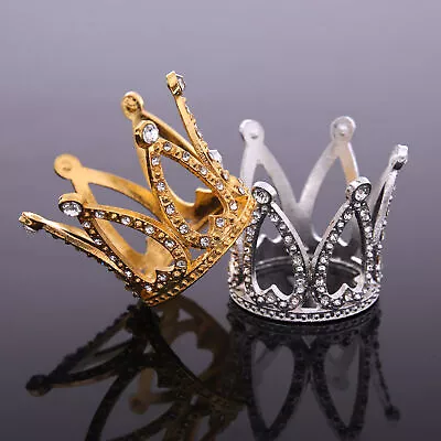 Mini Crown Cake Topper Tiara Cupcakes Crystal Rhinestone Crown Birthday Decor • $4.49