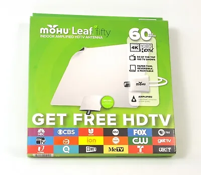 NEW! Mohu MH-110584 Leaf Amplified Indoor HDTV Antenna 60 Free HD Without Cable • $44.95