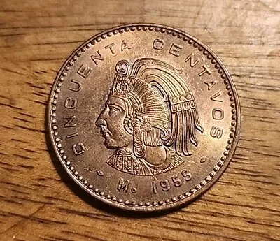 Mexico 1955 50 Centavos Almost Uncirculated Bronze Coin • $3