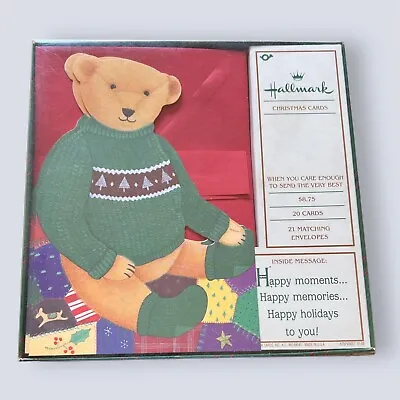 Vintage HALLMARK Christmas Cards Box Teddy Bear In A Sweater 1980s Holiday 20 • $29.99