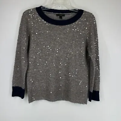 J Crew Sweater Womens Size XS  Gray Sequin Wool Mohair • $9.99
