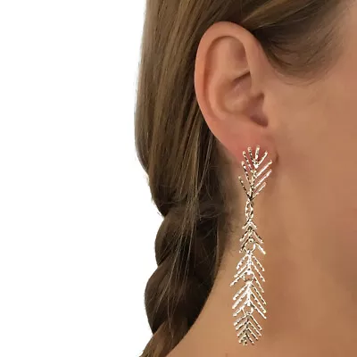 TAXCO .925 STERLING SILVER STYLISH LEAF DROP DANGLE EARRINGS | Mexican Jewelry • $49.95