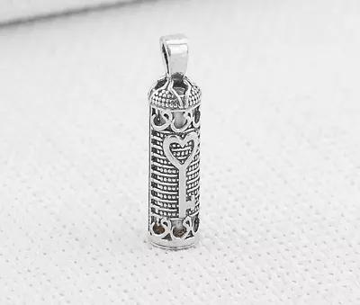 £19.77 • Buy 925K Silver Cylinder Taweez Talisman Stash Vial Prayer Box Tube Pendant #04