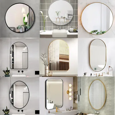 XL Round/Arched/Square Metal Frame Mirror Industrial Wall Vanity Makeup Bathroom • £31.95