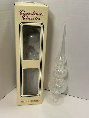 Vintage 11  Glass Christmas Tree Topper Finial Glitter European Craftsmen - B10 • $17.99