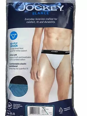 Jockey Men's Cotton Elance String Bikini 2 Pack XL Teal Stripe Solid • $12.87