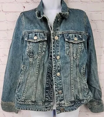 J.Crew Medium Wash Denim Jean Trucker Jacket Womens Size Medium  • $20.99