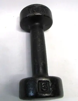 Vintage York Barbell 5lb Dumbell Roundhead W/ Roll Stop Workout Equipment (1) • $15.95