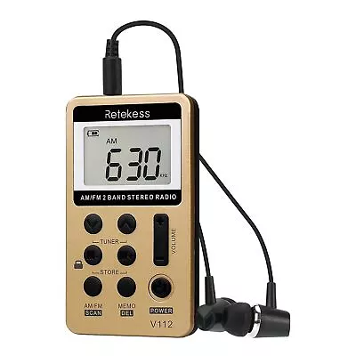 Retekess V112 AM FM Radio Portable Mini Radio With Earphone Pocket Digital ... • $20.46