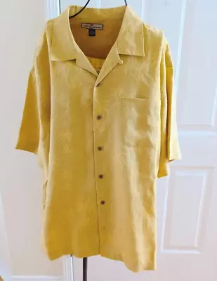 NEW Tommy Bahama Button-up Tropical Palm Trees Print Linen Shirt Size XL Mustard • $24.95