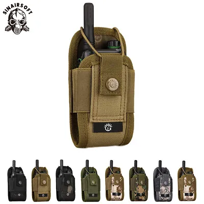 Tactical Radio Pouch Walkie Talkie Carry Bag Case Molle Nylon Belt Holder Bags • £6.59