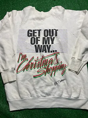Vtg 90s Get Out Of My Way Christmas Shopping Sweatshirt Sz Large FOTL • $15