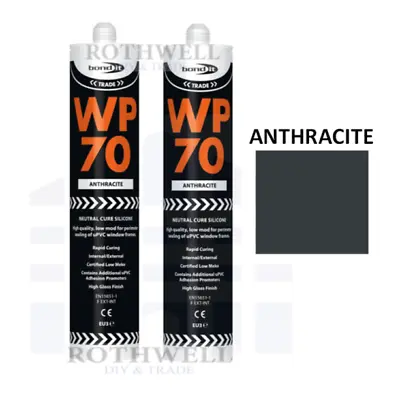 2 X ANTHRACITE GREY WP70 Mastic Silicone Sealant General Purpose Low Modulus • £13.24