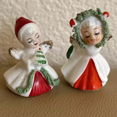 Two Vintage Mini Napcoware Bone China Christmas Girls Angels Figurines • $30