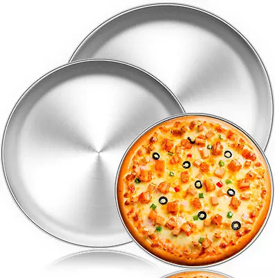 Pizza Pan 10” & 12” & 13.4” 3 Pcs Pizza Pan Set Stainless Steel Pizza Pan Roun • $27.68