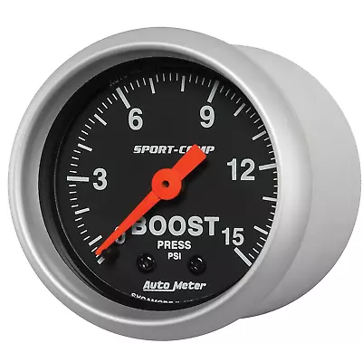 Auto Meter 3302 Sport Comp 2-1/16  0-15 PSI Mechanical Boost Gauge • $93.86